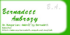 bernadett ambrozy business card